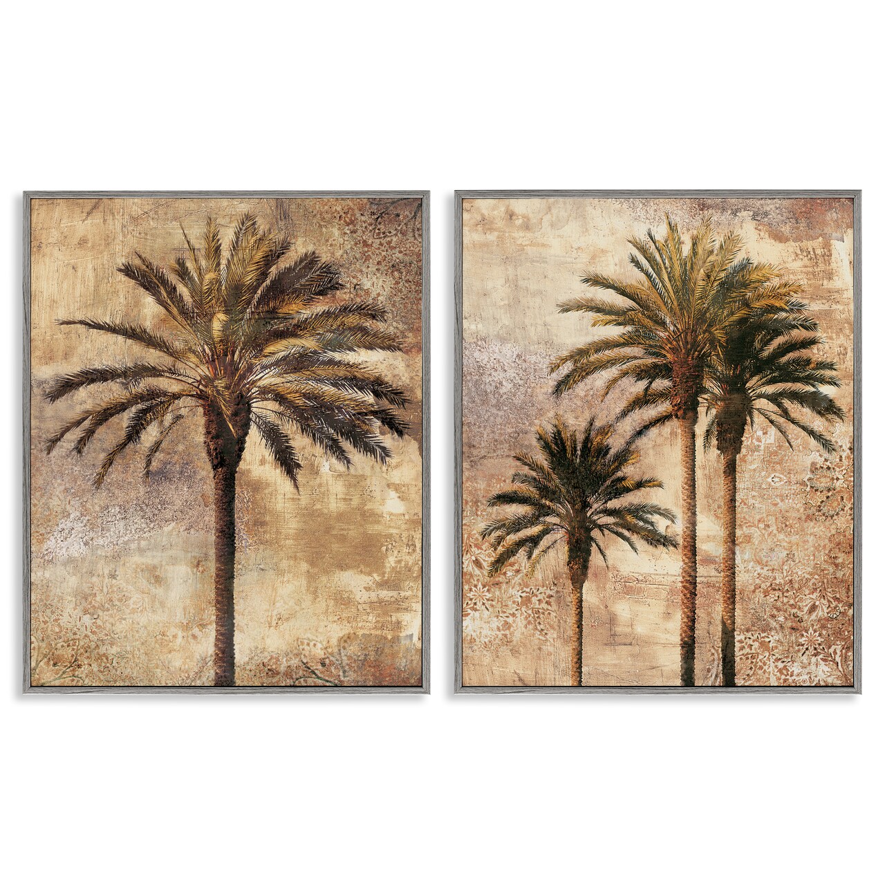 Stupell Industries Arching Palm Leaves 2pc Framed Giclee Wall Art Set Design by John Seba